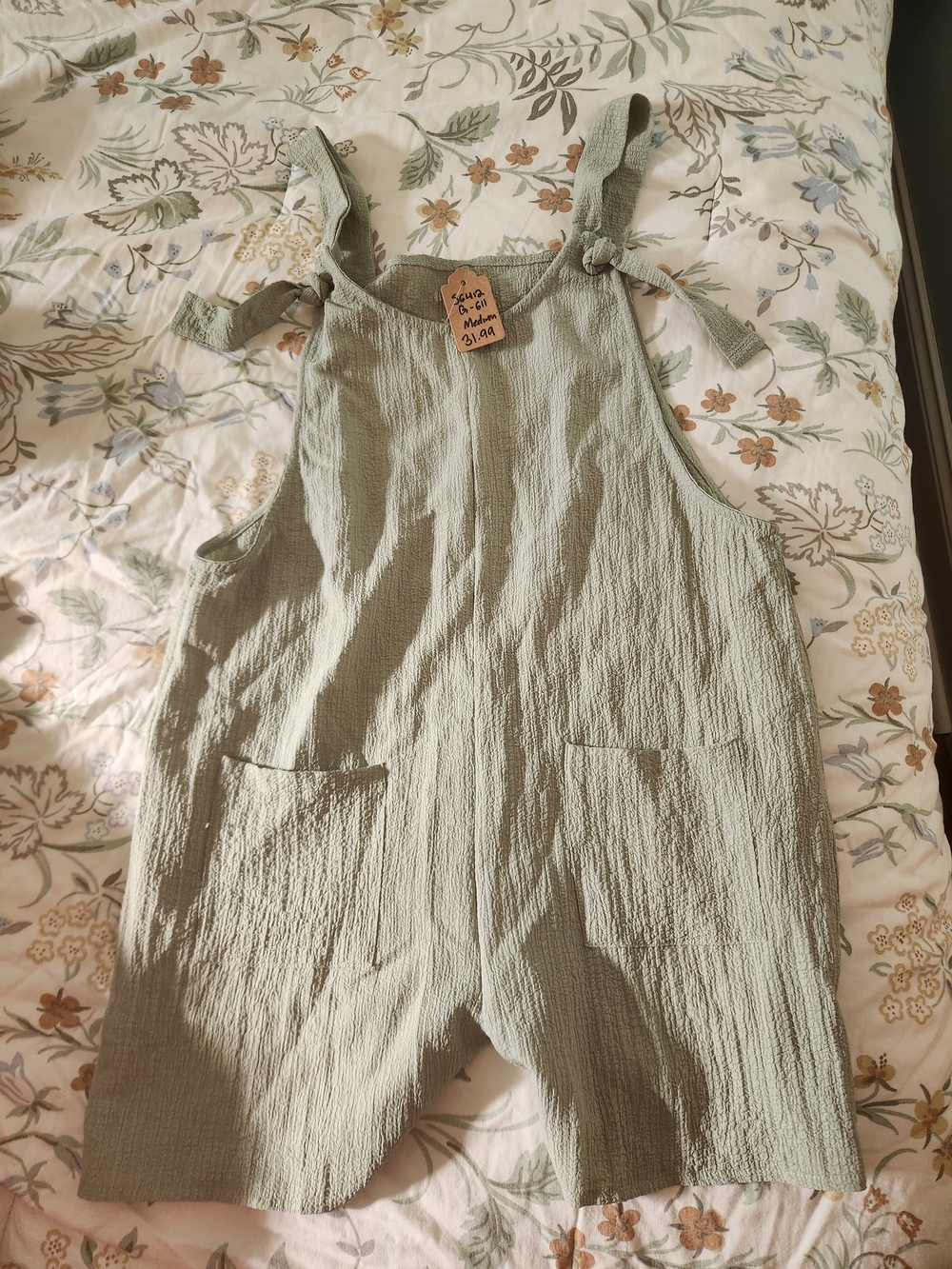 Women’s Sage Green Textured Overalls